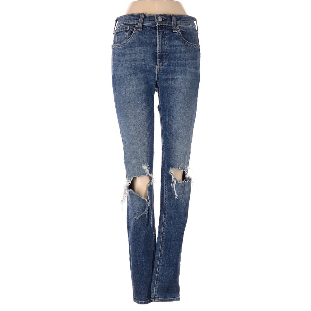 Rag & Bone Blue Skinny Jeans with Modern Distressed Style